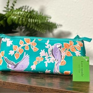 Kate Spade Teal Floral Cosmetic Bag